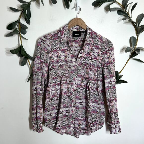 Maeve Patterned Button Up Blouse LAST CALL - Picture 1 of 6